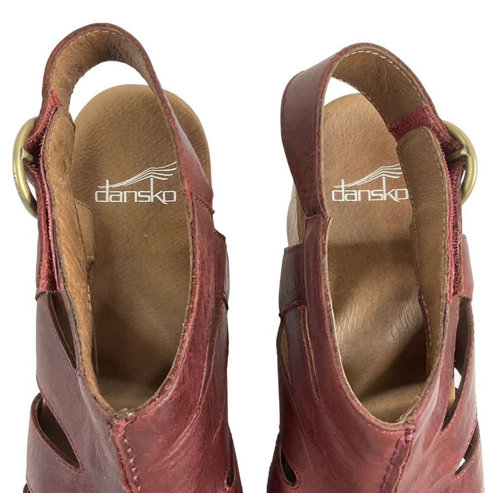 Dansko Shoes Womens Sz EU 41 US 10-10.5 Red Sandal Demetra Leather Platform Bloc - Picture 8 of 13